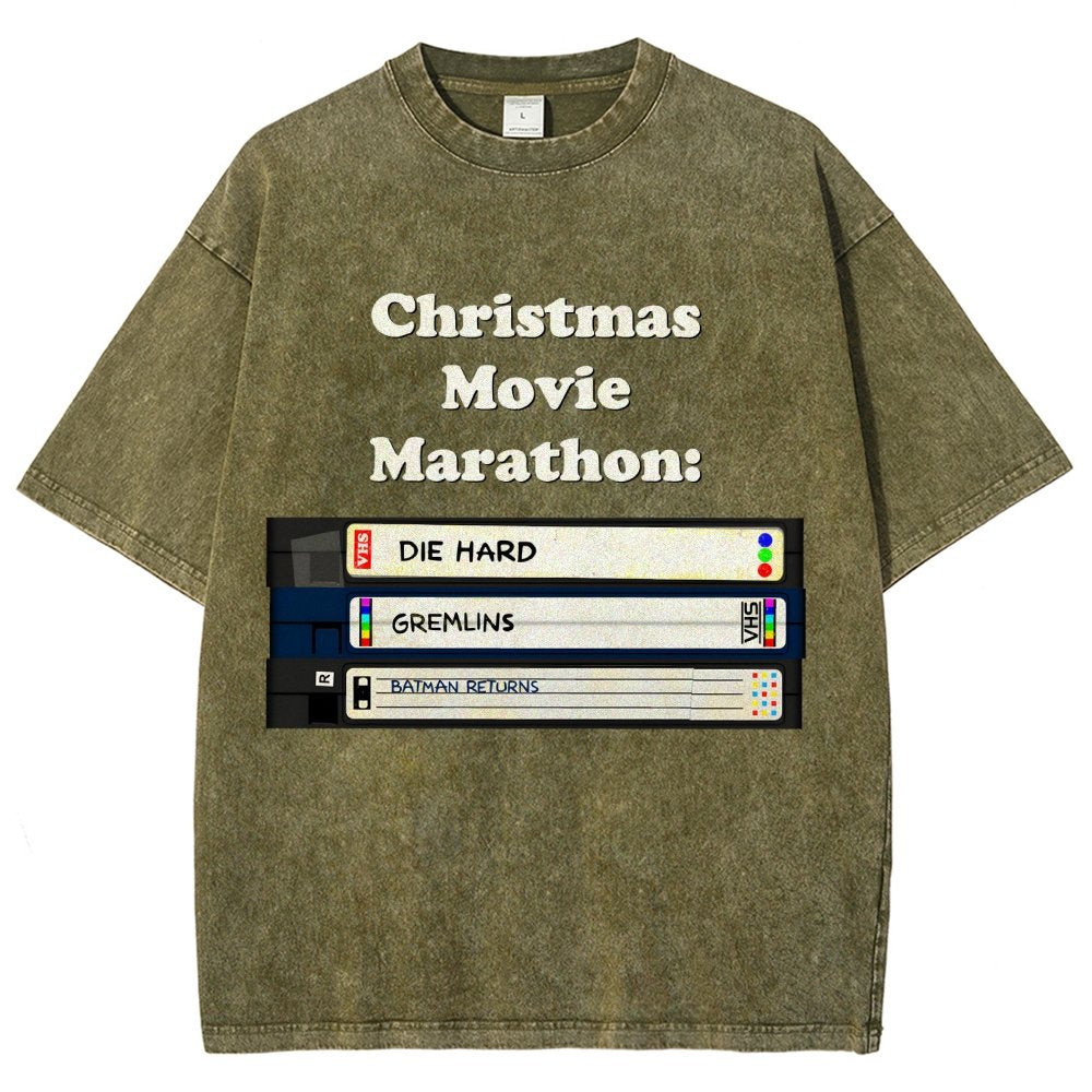 Christmas Movie Marathon Vintage Distressed T-shirt