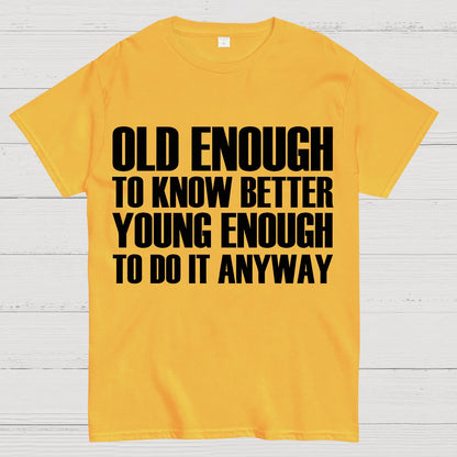 Old Enough To Know Better Young Enough To Do It Anyway Geek T-Shirt