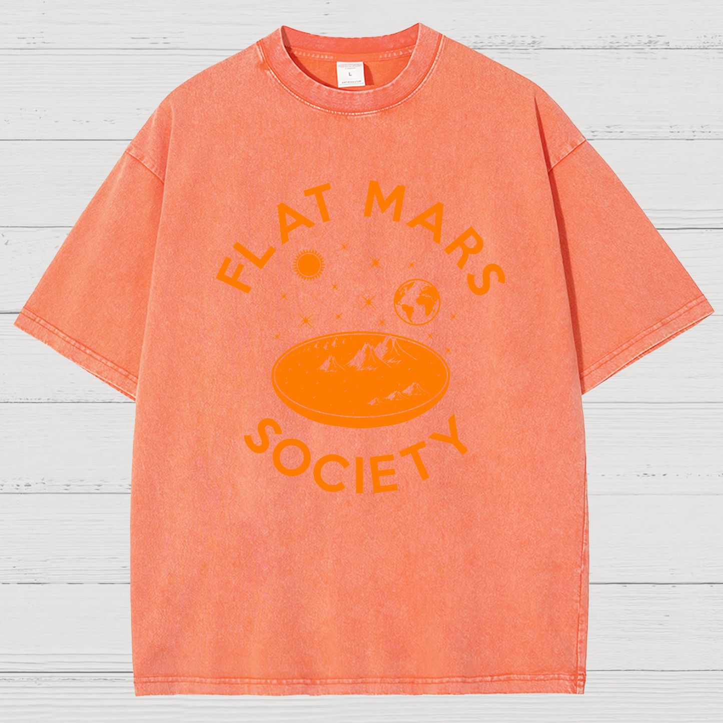 Flat Mars Society Nerdy Vintage Distressed T-shirt