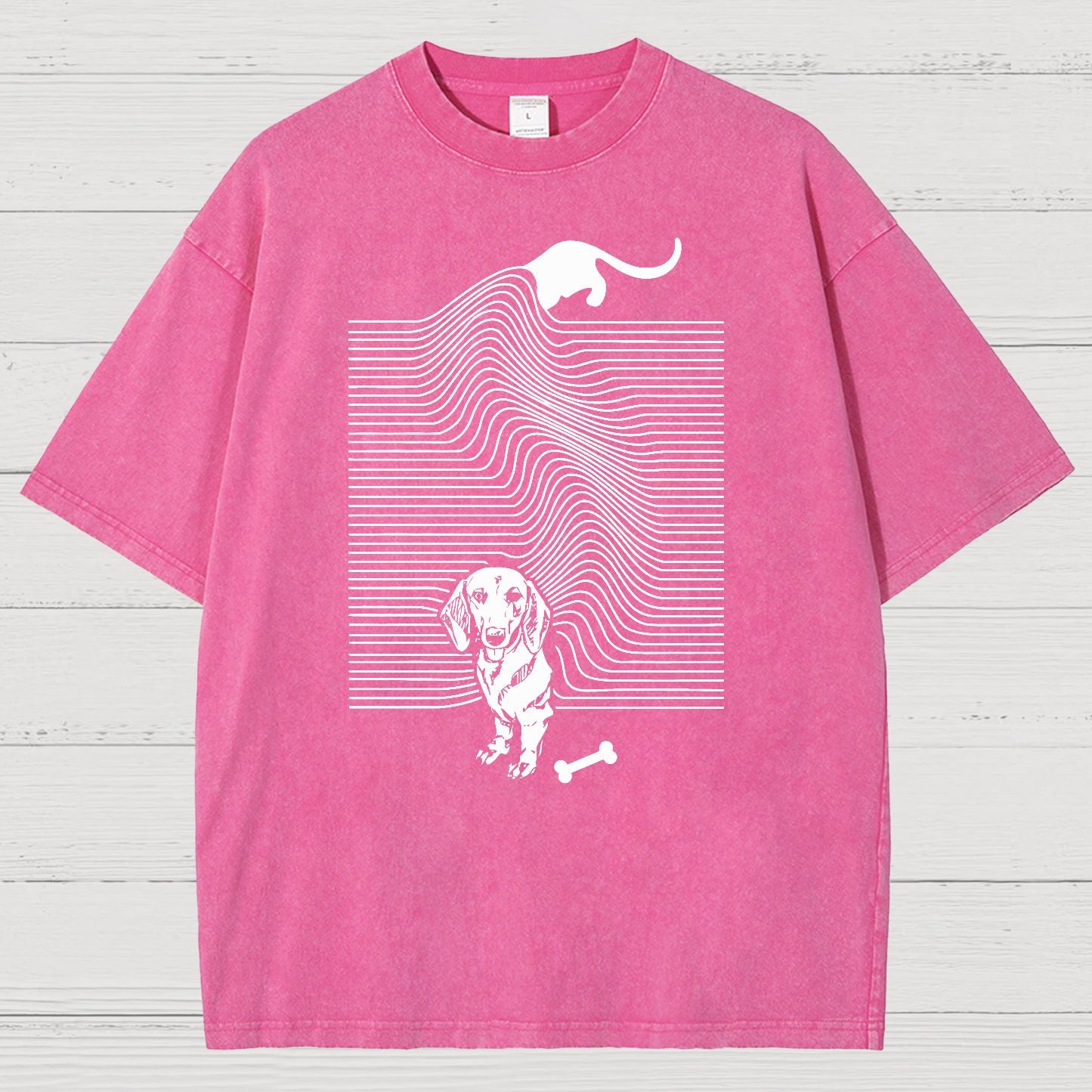 Funny Line Dog Vintage Distressed T-shirt