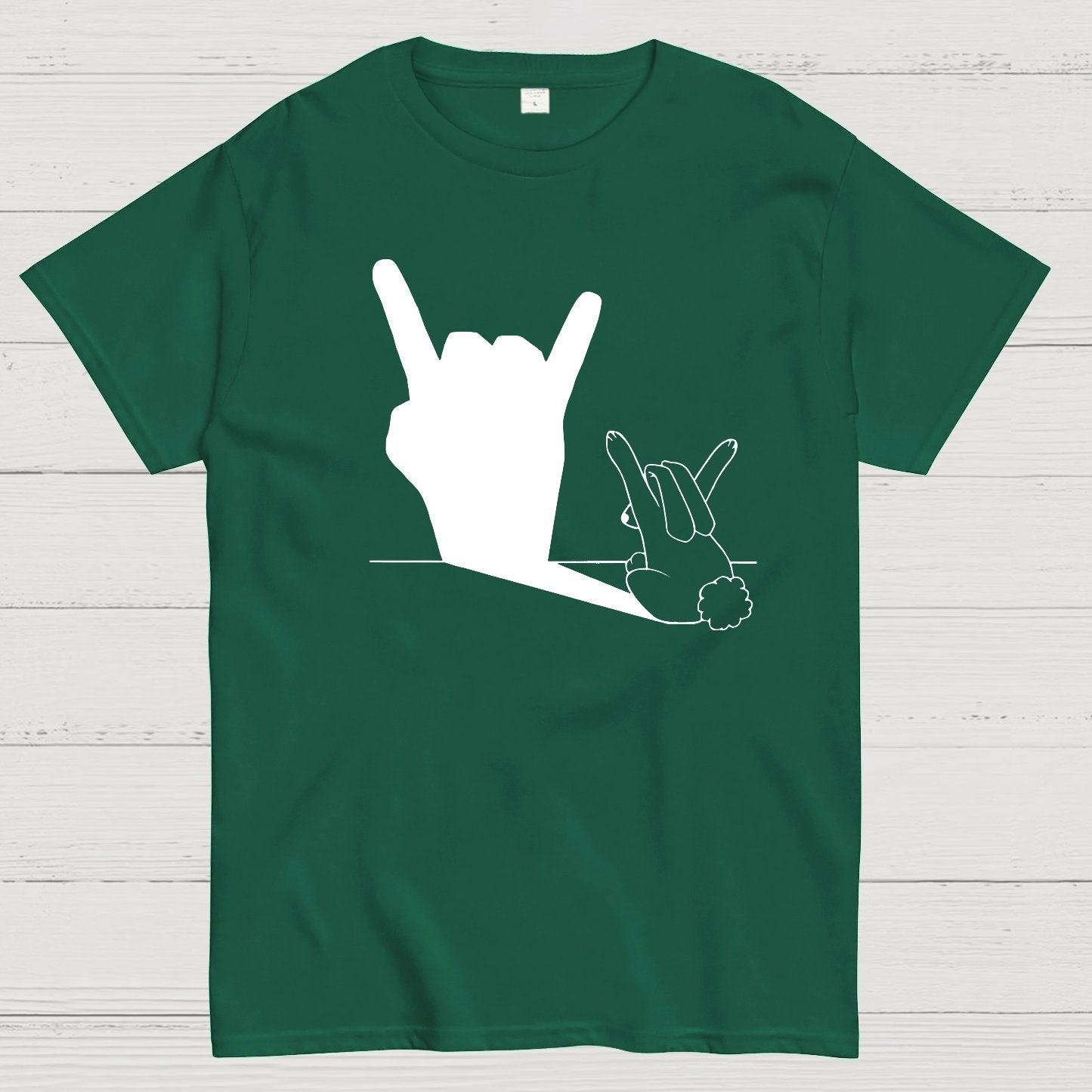 Rabbit Rock and Roll Hand Shadow Meme Style Unisex Gamer Movie Music T-Shirt