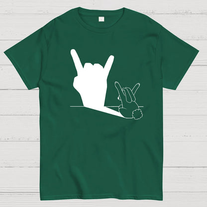 Rabbit Rock and Roll Hand Shadow Meme Style Unisex Gamer Movie Music T-Shirt
