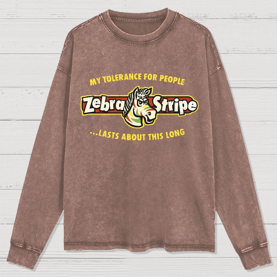Zebra Fruit Stripe Gum Washed Long Sleeve Tee
