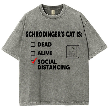 Schrodinger's Social Distancing Vintage Distressed T-shirt