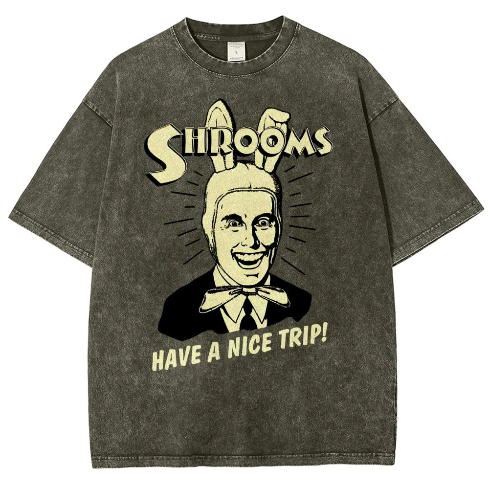 Shrooms Have A Nice Trip Funny Vintage Distressed T-shirt