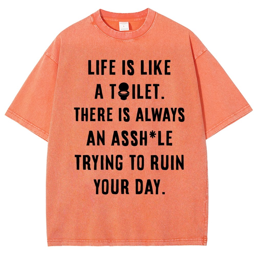 Life is like a toilet Vintage Distressed T-shirt