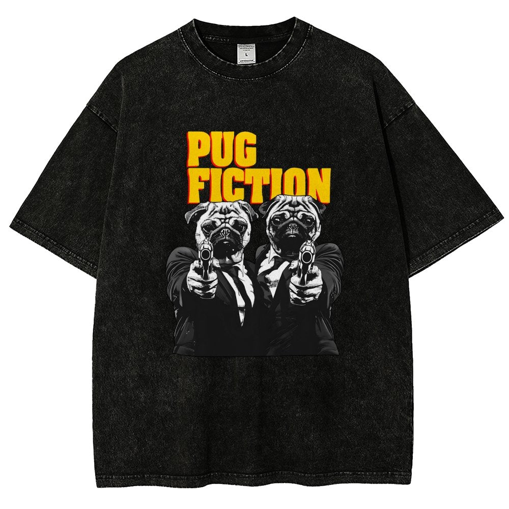 Pug Fiction Vintage Distressed T-shirt