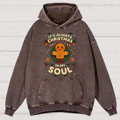 Christmas Soul Gift Vintage Distressed Hoodie