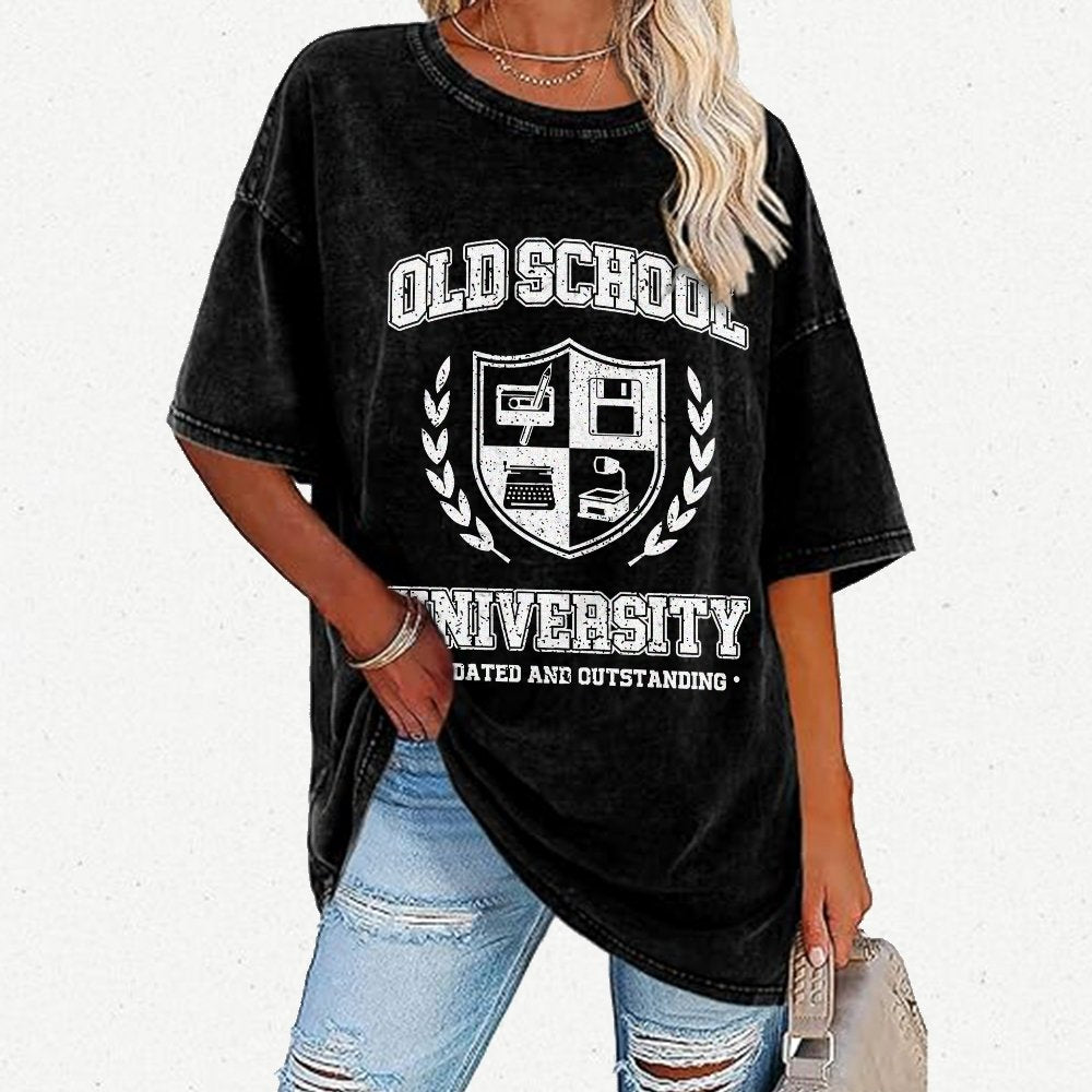 Old School University Vintage Distressed T-shirt