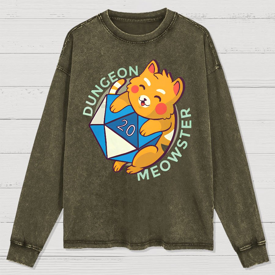 Dungeon Meow Washed Long Sleeve Tee