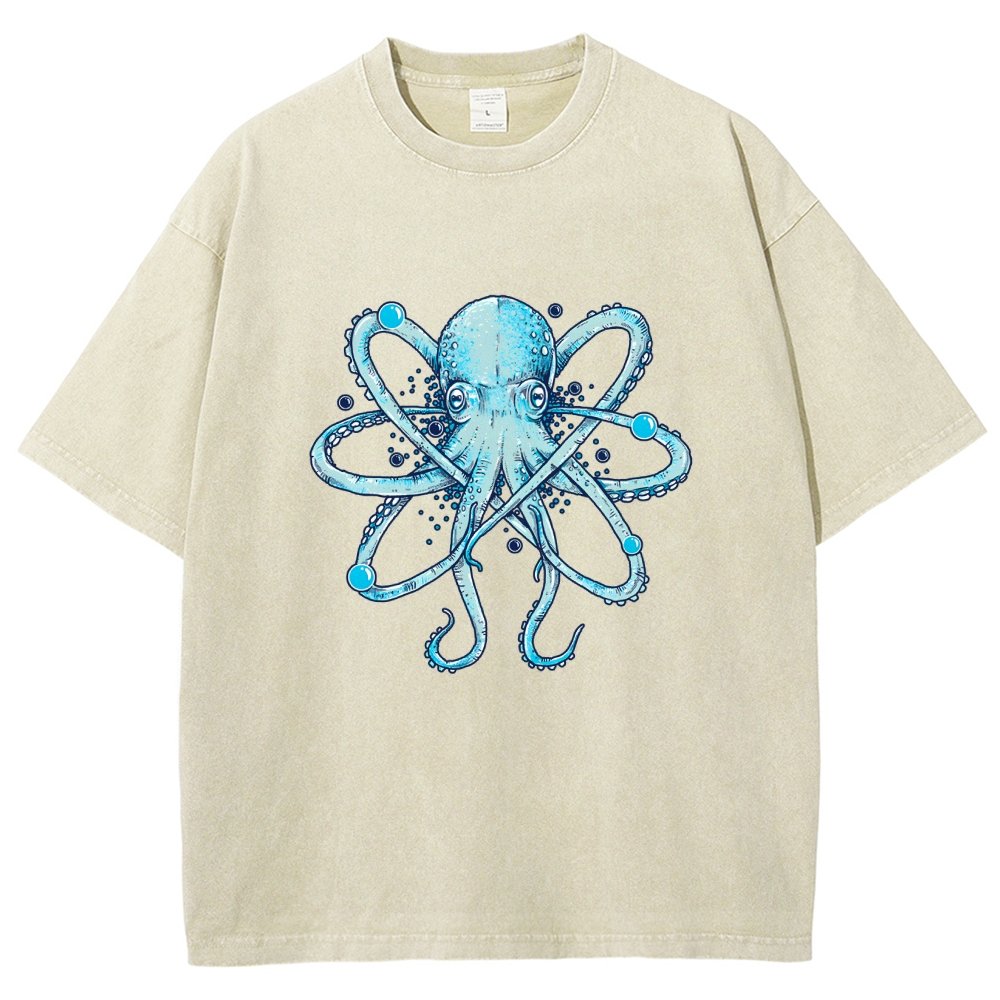 Atomic Octopus Vintage Distressed T-shirt