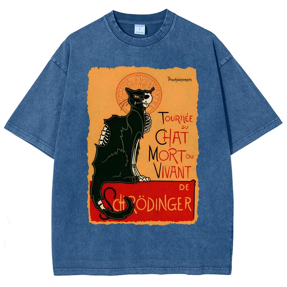 Le chat noir de Schrödinger Vintage Distressed T-shirt