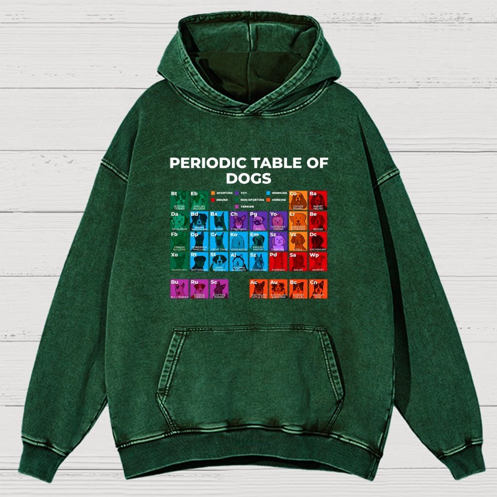 Periodic Table of Dogs  Dog Lover  Funny Science Vintage Distressed Hoodie