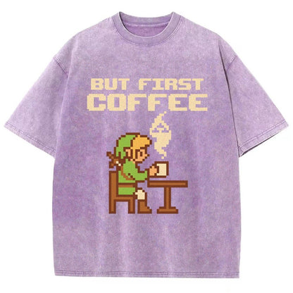 But First Coffee Vintage Distressed T-shirt
