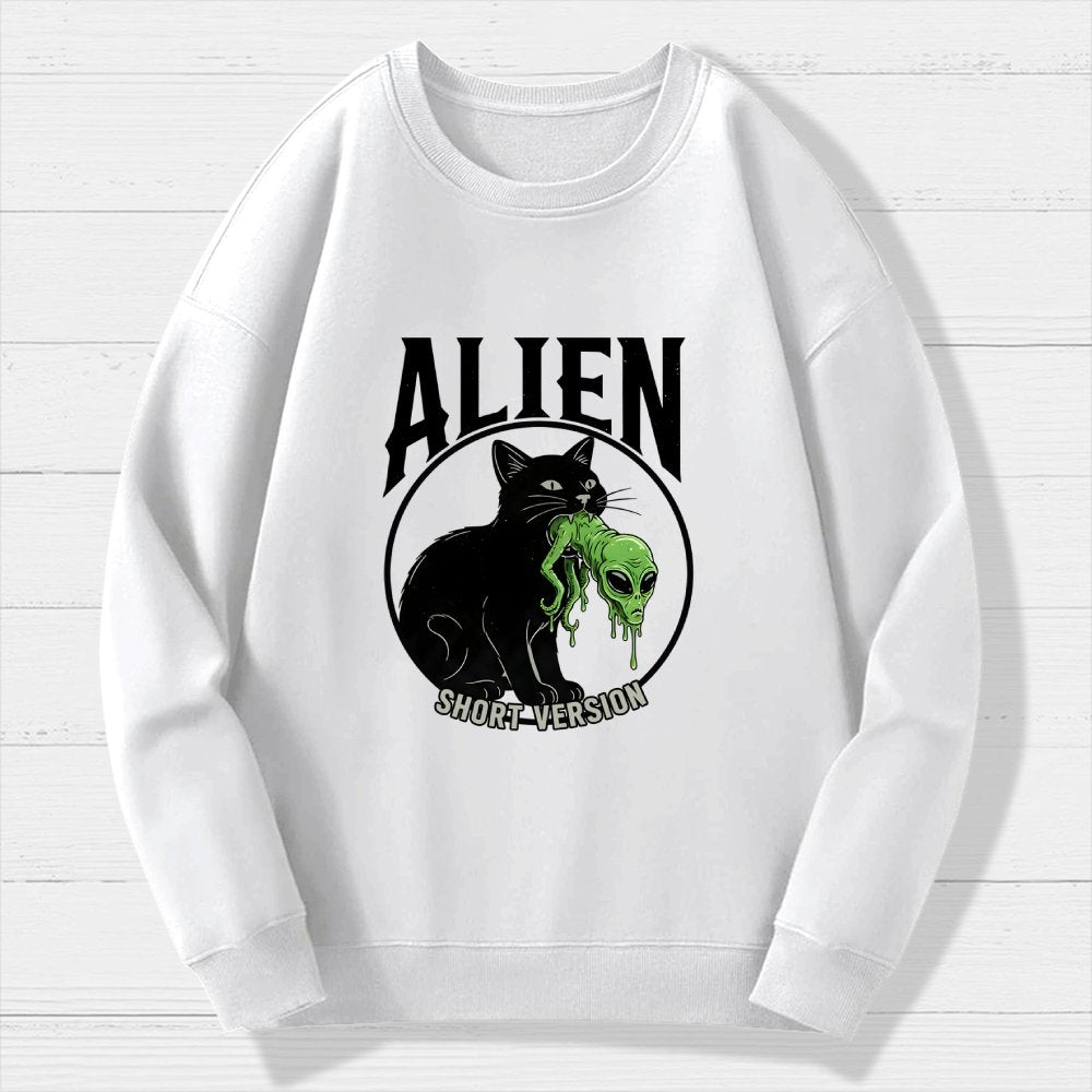 Black Cat Eating Alien Geek Cotton Sweatshirt
