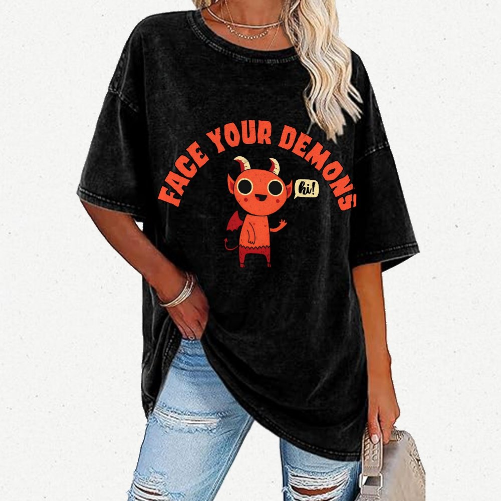 Face Your Demons Vintage Distressed T-shirt