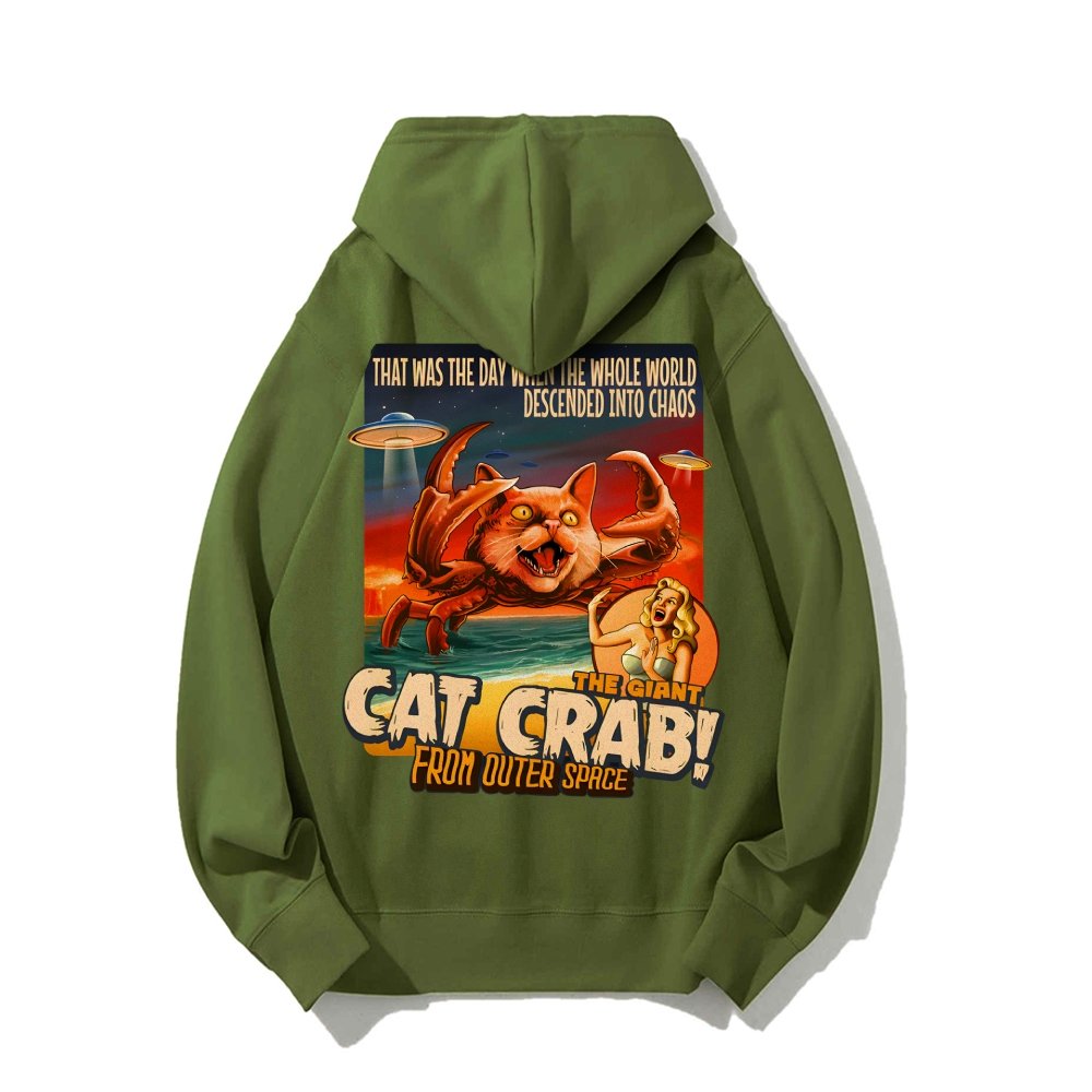 The Giant Cat Crab Geek Printed Back Cotton Hoodie