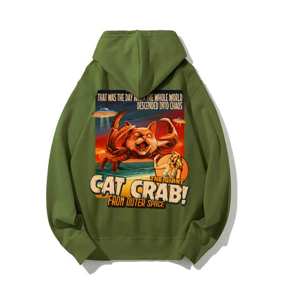The Giant Cat Crab Geek Printed Back Cotton Hoodie