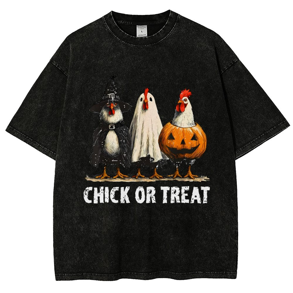 Halloween Chick or Treat Vintage Distressed T-shirt