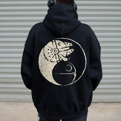 Balancing The Power Geek Printed Back Unisex Cotton Hoodie