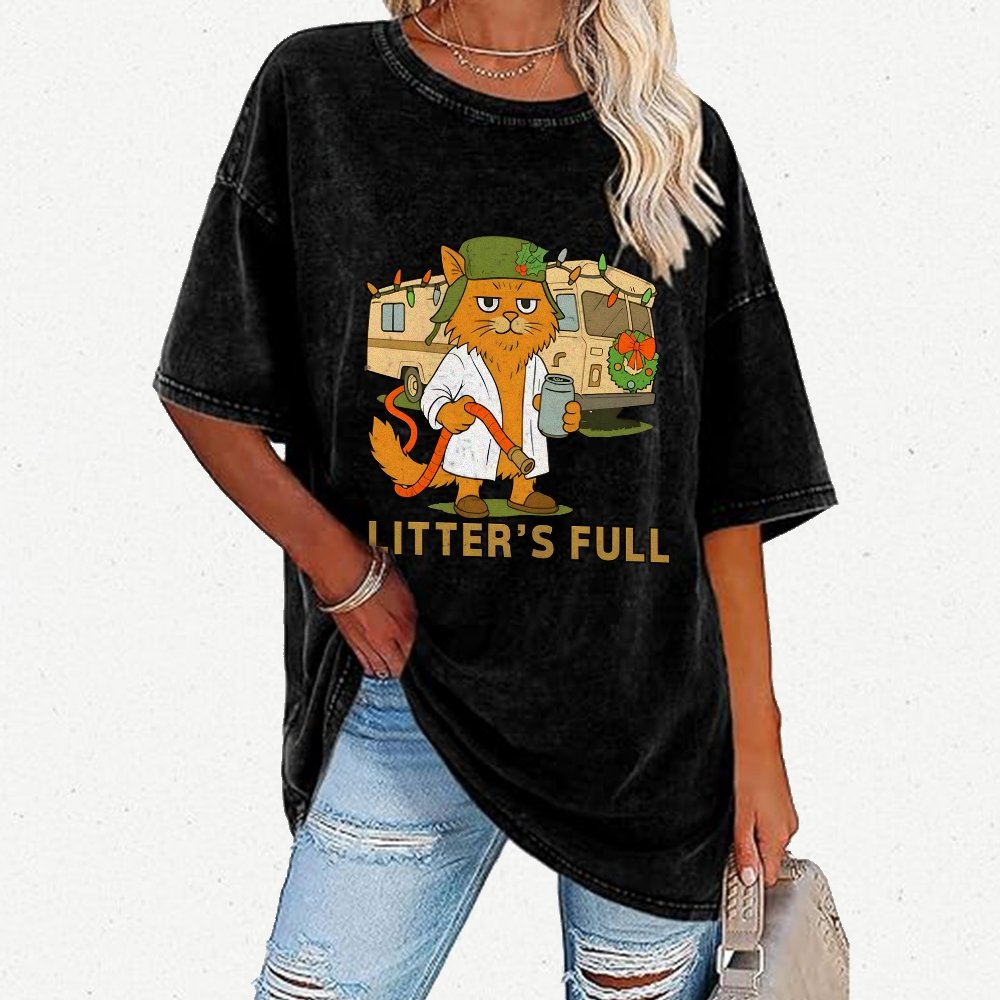 Christmas Shitters Full Cat Vintage Distressed T-shirt