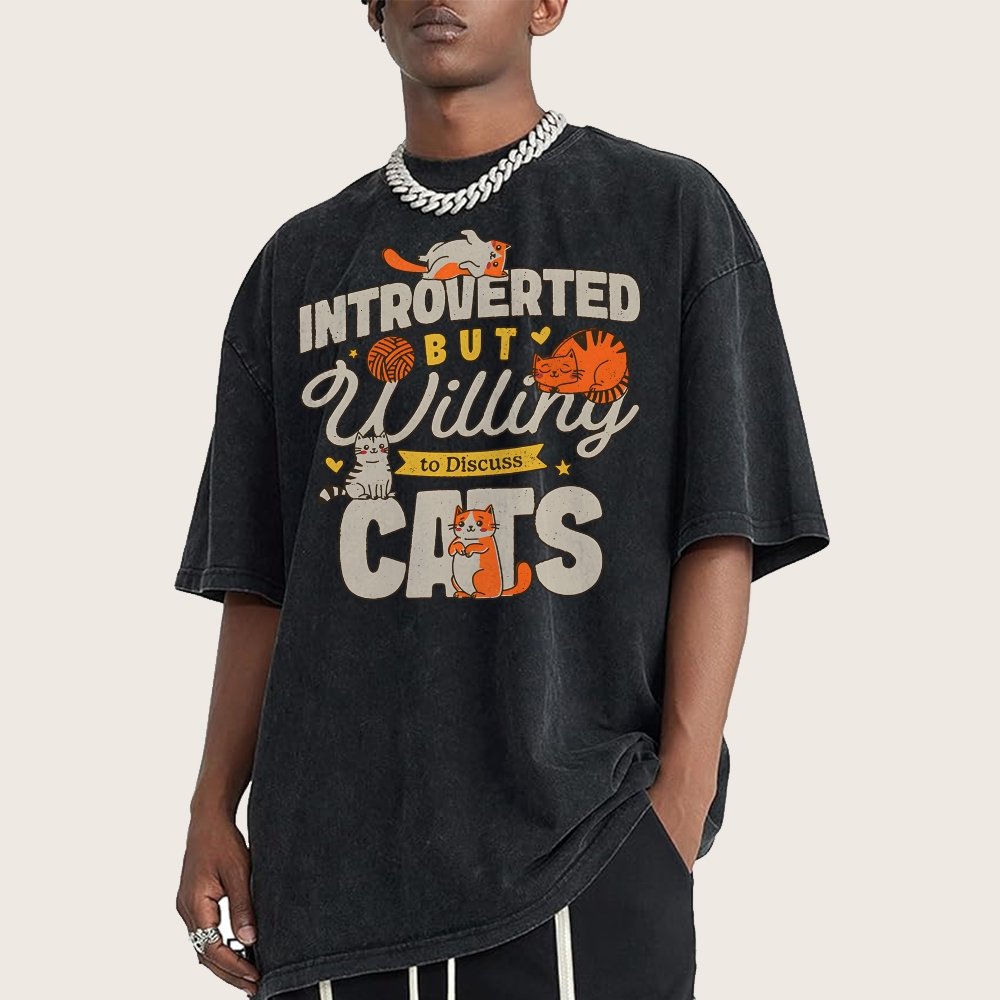 Willing to Discuss Cats Vintage Distressed T-shirt
