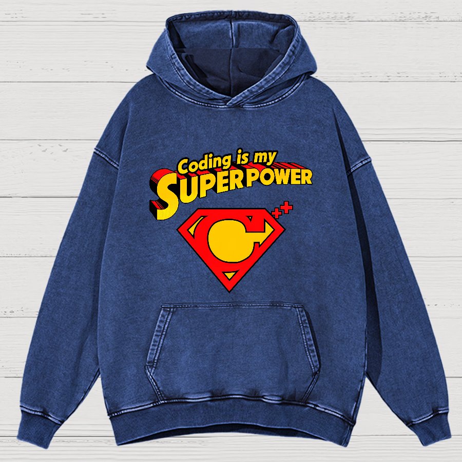 Coding Is My Superpower Vintage Distressed Hoodie