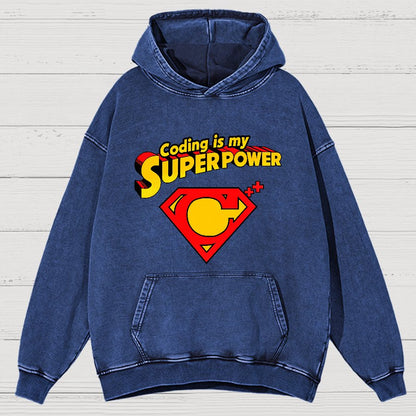 Coding Is My Superpower Vintage Distressed Hoodie