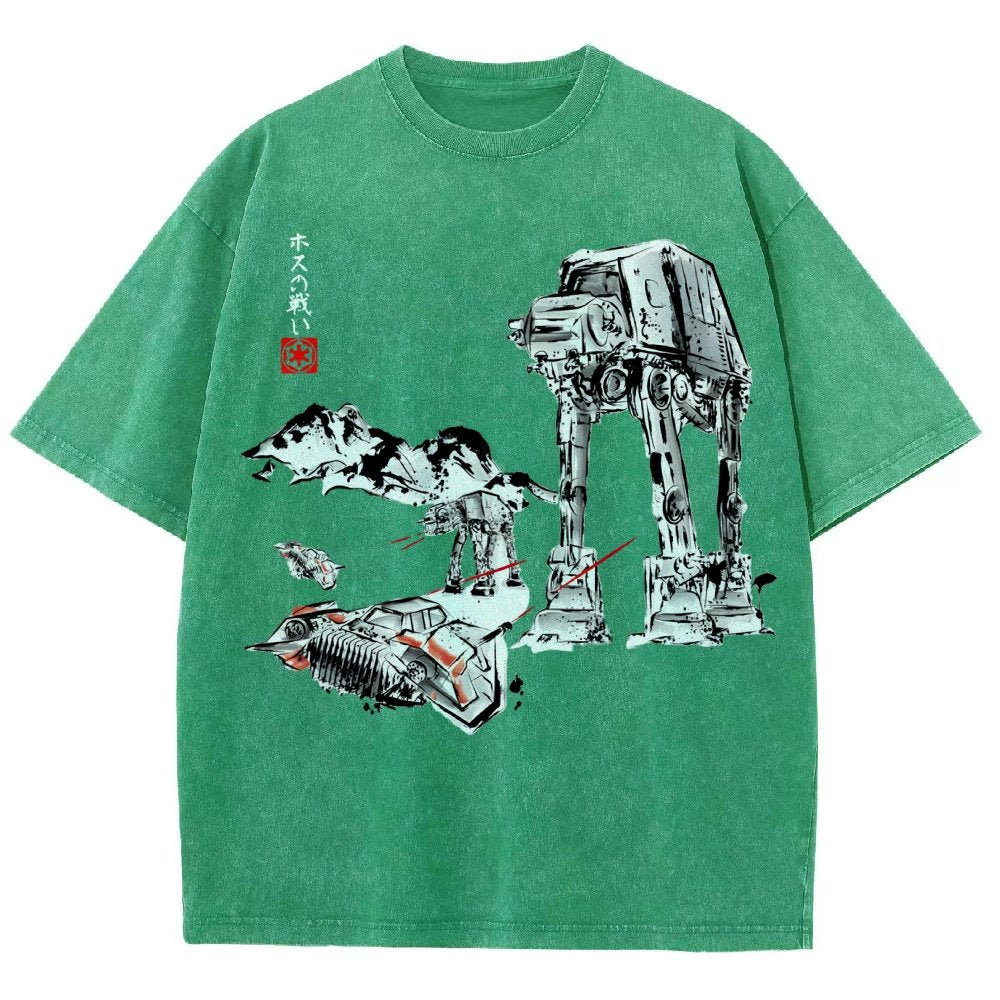 Battle In The Snow Sumi-E Vintage Distressed T-shirt
