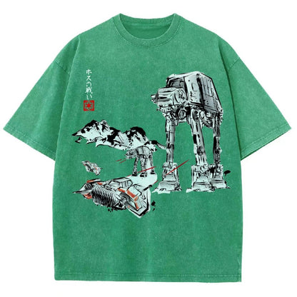 Battle In The Snow Sumi-E Vintage Distressed T-shirt