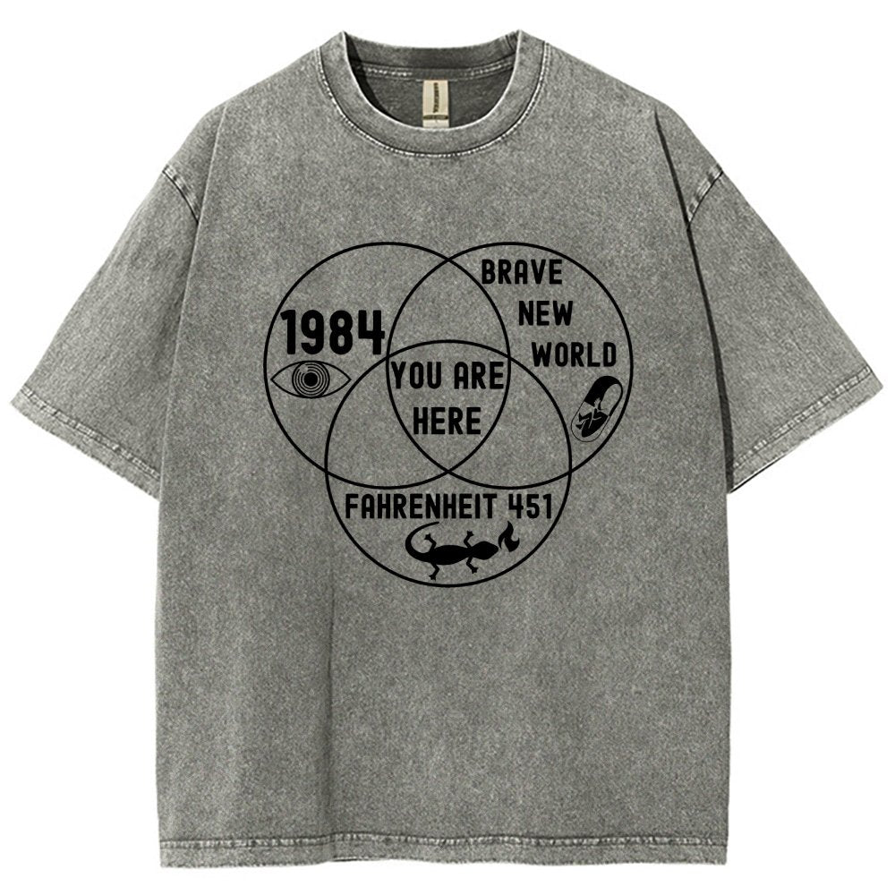 Funny Dystopian Venn Diagram Vintage Distressed T-shirt