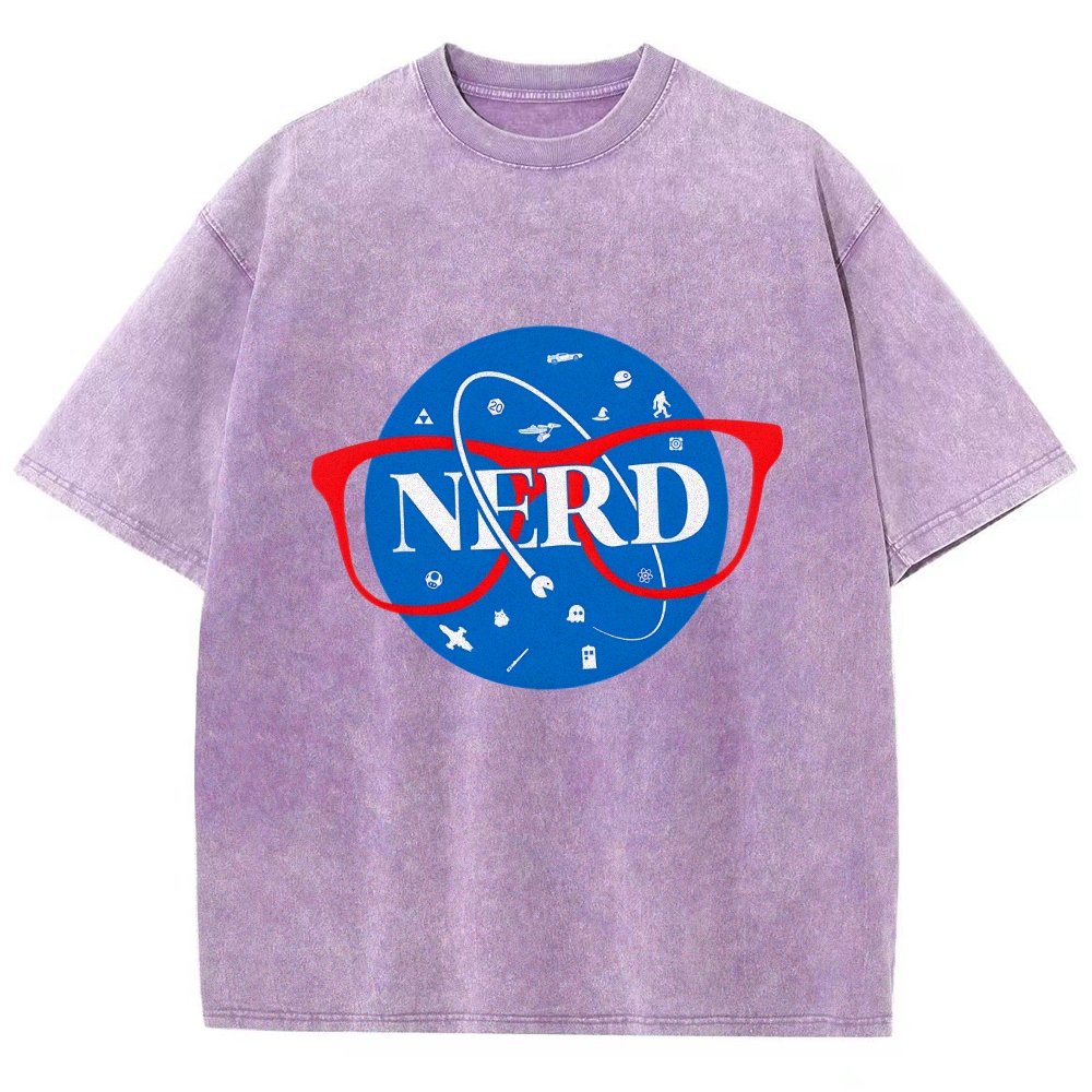 Nerdy Space Patch Vintage Distressed T-shirt