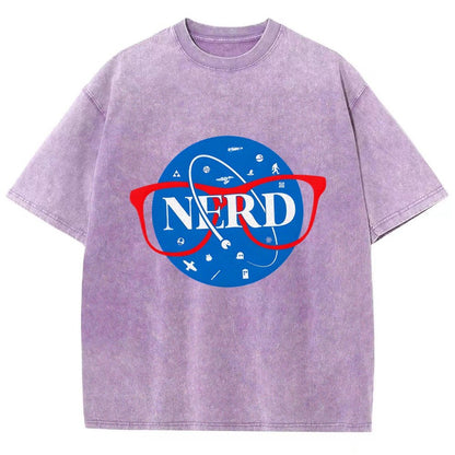 Nerdy Space Patch Vintage Distressed T-shirt