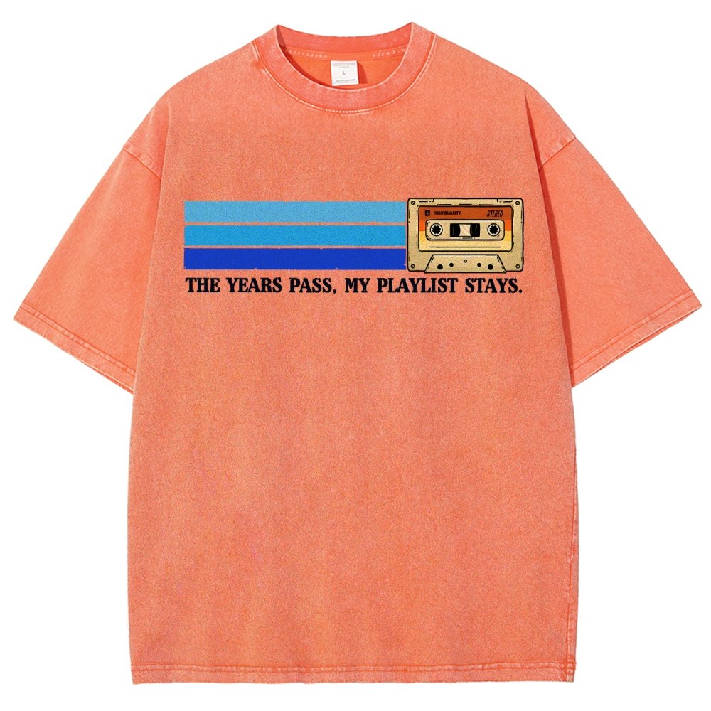 The Years Pass My Playlist Stays Vintage Distressed T-shirt