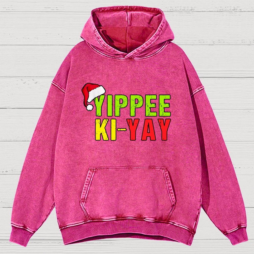 Yippee-Ki-Yay Funny Christmas Vintage Distressed Hoodie