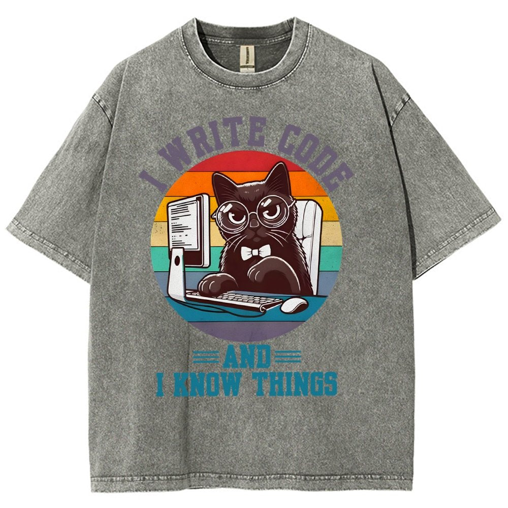 I Write Code And I Know Thing Vintage Distressed T-shirt