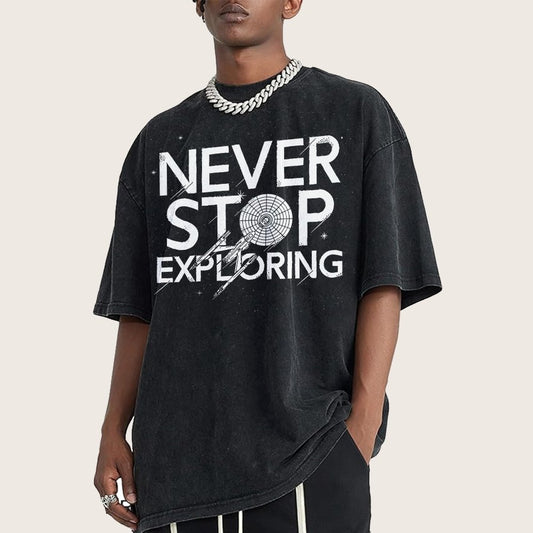 Never Stop Exploring Vintage Distressed T-shirt
