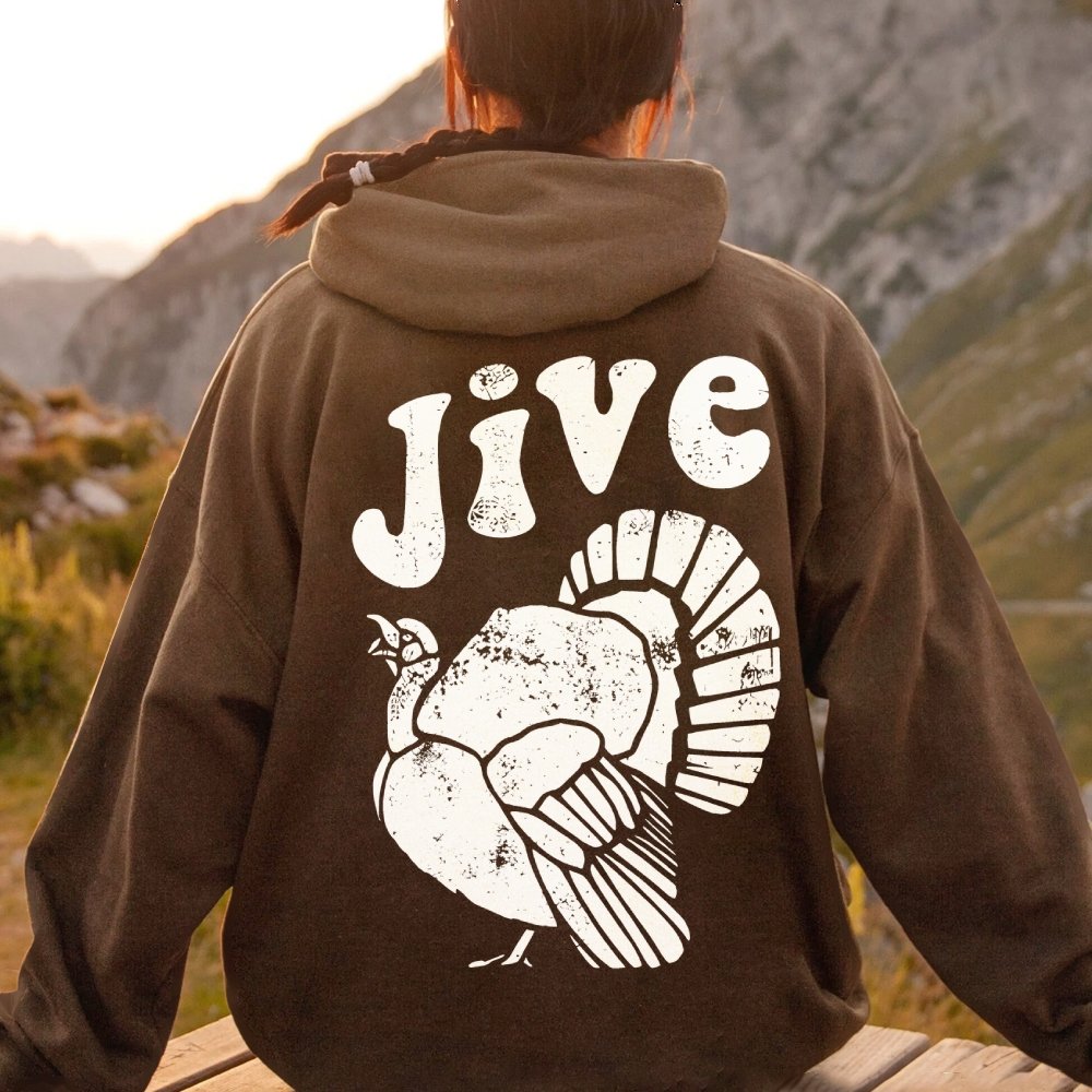 Jive Turkey Printed Back Unisex Cotton Hoodie