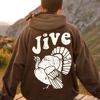 Jive Turkey Printed Back Unisex Cotton Hoodie