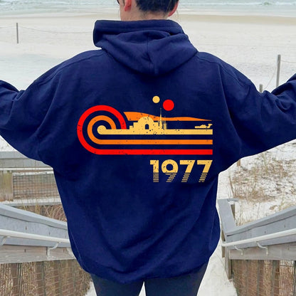 Retro Vintage Desert Planet Printed Back Unisex Cotton Hoodie