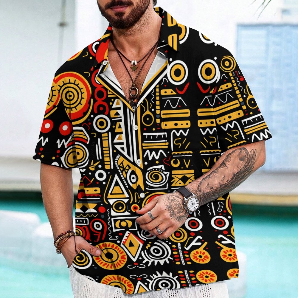 Retro Graffiti Art Print Geek Hawaiian Shirt