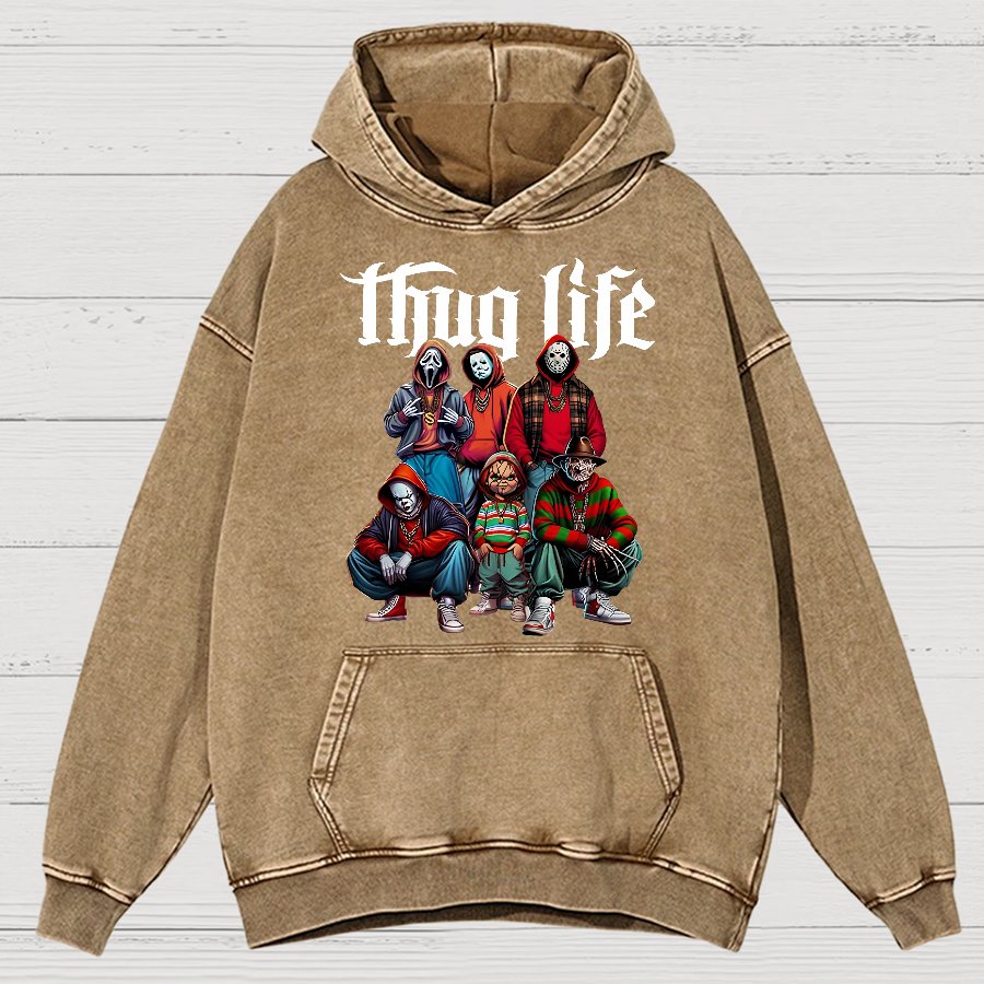 Thug Life Horror Movie Halloween Vintage Distressed Hoodie