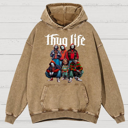 Thug Life Horror Movie Halloween Vintage Distressed Hoodie