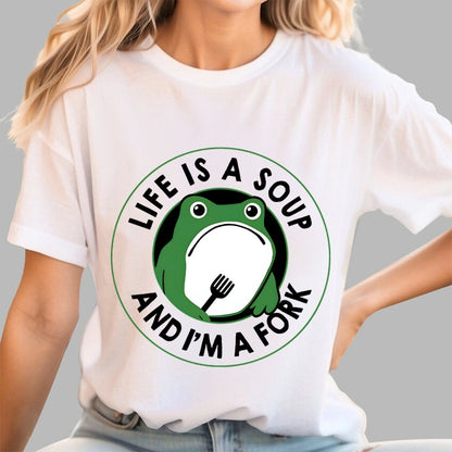 Life Is Soup and I'm a Fork Frog Geek T-Shirt