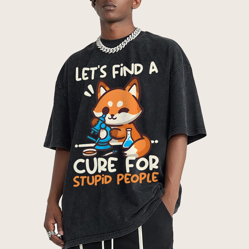 Fox Cure For Stupid People Vintage Distressed T-shirt