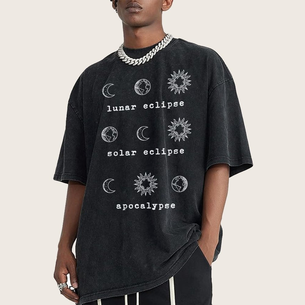 Lunar Eclipse Solar Eclipse Apocalypse Vintage Distressed T-shirt