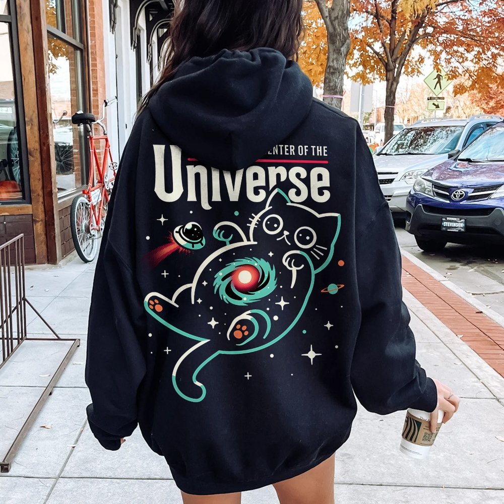 Journey to the Center of the Universe Geek Printed Back Cotton Hoodie