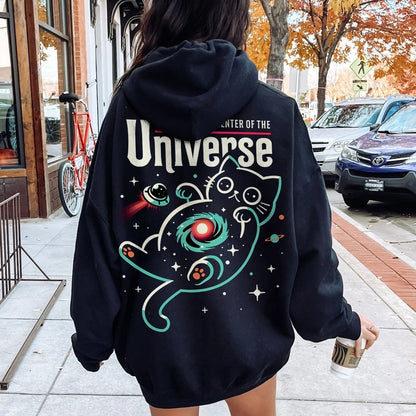 Journey to the Center of the Universe Geek Printed Back Cotton Hoodie
