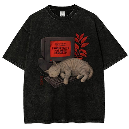 System Crash Cat Vintage Distressed T-shirt