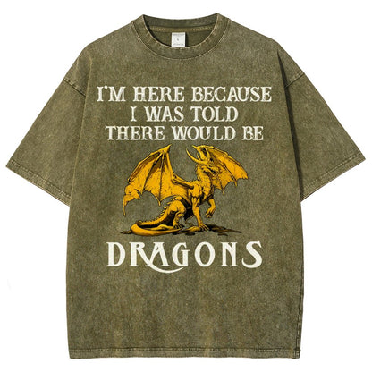 I'm Here Because I Was Told There Would Be Dragons Vintage Distressed T-shirt